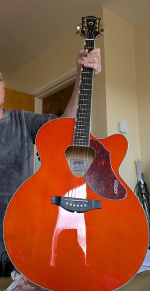 Gretsch G6120T-55 Vintage Select Edition '55 Chet Atkins Hollow Body with Bigsby, TV Jones, Vintage Orange Stain Lacquer