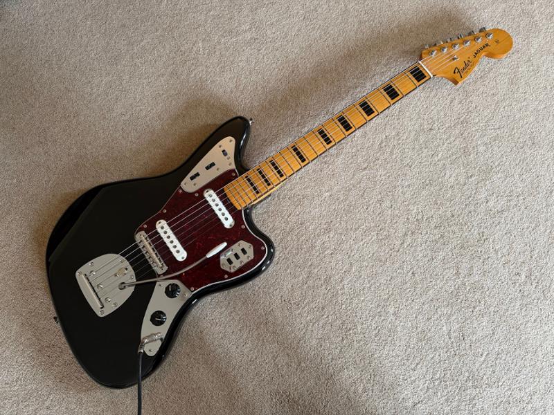 Second Hand Fender Vintera II Jaguar Electric Guitar in Black with Replacement Bridge 068