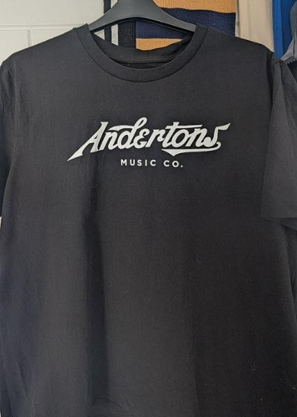 Andertons Classic Script Logo T-Shirt in Black - XXL