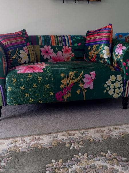 Fabric Green Patchwork 2 Seater Sofa AVICI SHOUT