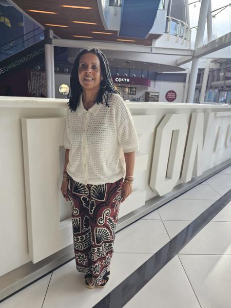 Womens Brown Abstract Linen Blend Wide Leg Trousers