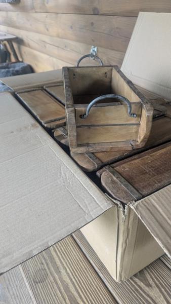 Pair of Vintage Wooden Brick Mould Storage Box