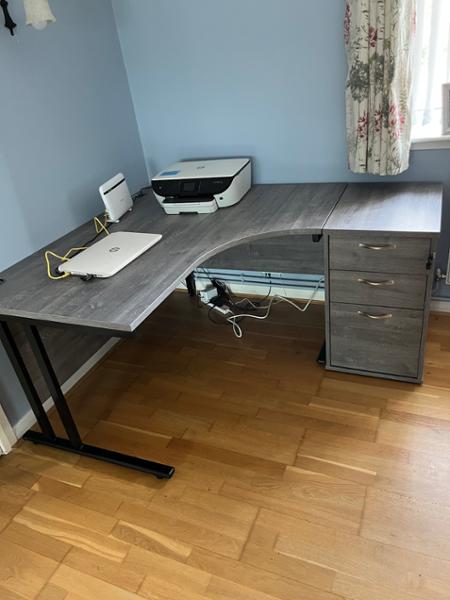 Dams Maestro 25 Corner Desk with Twin Cantilever Legs  - 1400 x 1200mm & Desk High Pedestal