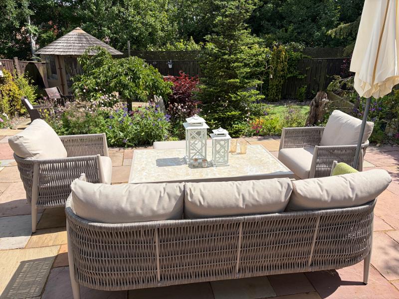 Seychelles latte 3 seat sofa set & covers
