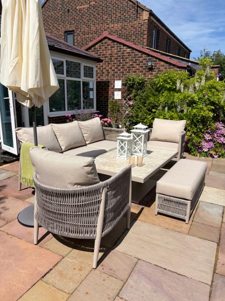 Seychelles latte 3 seat sofa set & covers