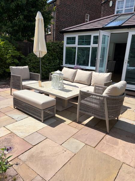 Seychelles latte 3 seat sofa set & covers