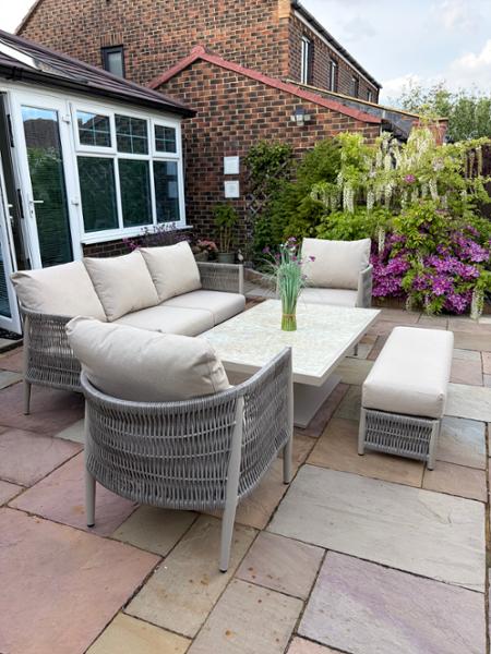 Seychelles latte 3 seat sofa set & covers