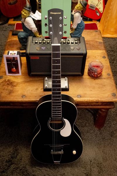 Orangewood Juniper Live Rubber Bridge Parlour Electro Acoustic Guitar in Black Satin