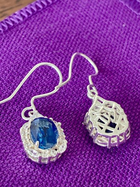 Nilamani & White Zircon Sterling Silver Earrings ATGW 4.41cts