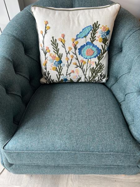 National Trust Embroidered Floral Square Cushion