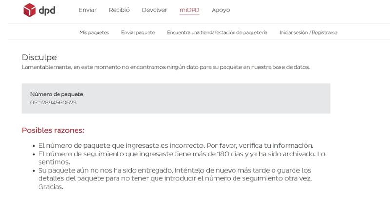 Pedido no recibido