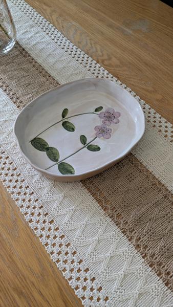 Botanical Stoneware Dish, Blue