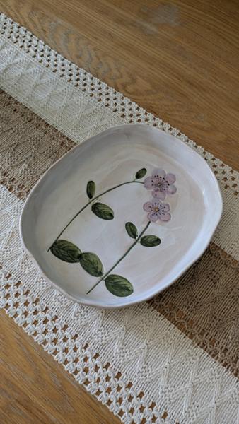 Botanical Stoneware Dish, Blue