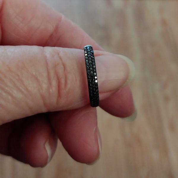 Size L to M 1/4ct Black Diamond Sterling Silver Ring