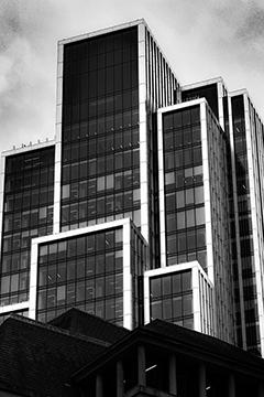 Brutalist and Modern Buildings in Black and White