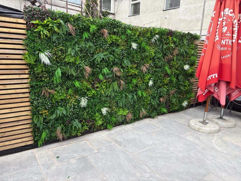 Premium Artificial Green Wall Panel Spring 100 x 100cm | Faux Living Wall panel | FR Foliage Panels Vertical Garden | Interior Design | UV Protected