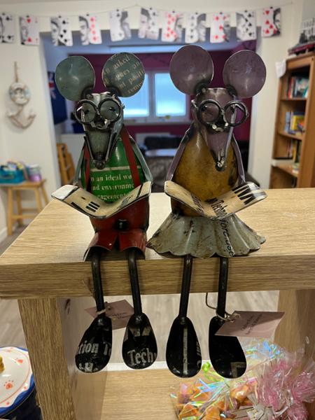 Recycled / Upcycled Tin Mouse Pair - Mr. & Mrs. Mouse