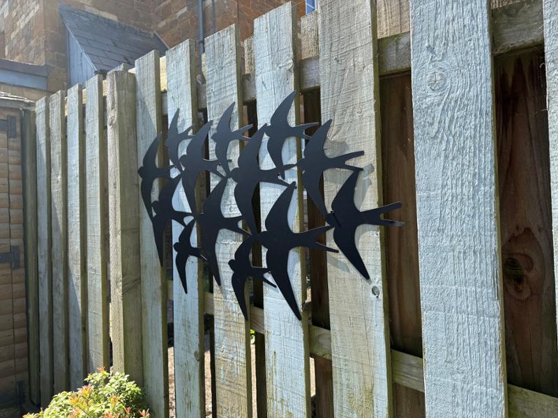 Swallows Garden Wall Ornament, Matte Black