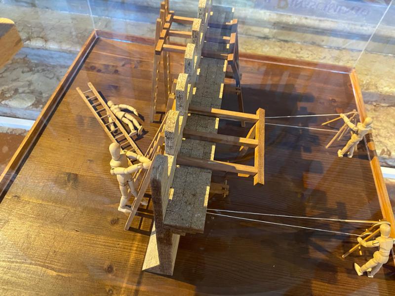A steel frame for a simulator.