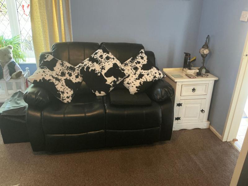 Faux Leather Black 2 Seater Manual Recliner Sofa VALENCIA