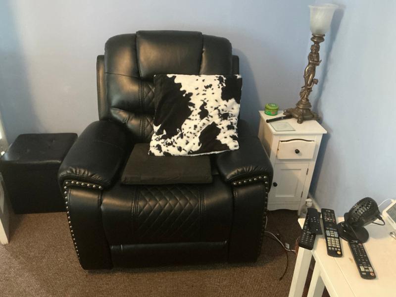 Faux Leather Black 2 Seater Manual Recliner Sofa VALENCIA