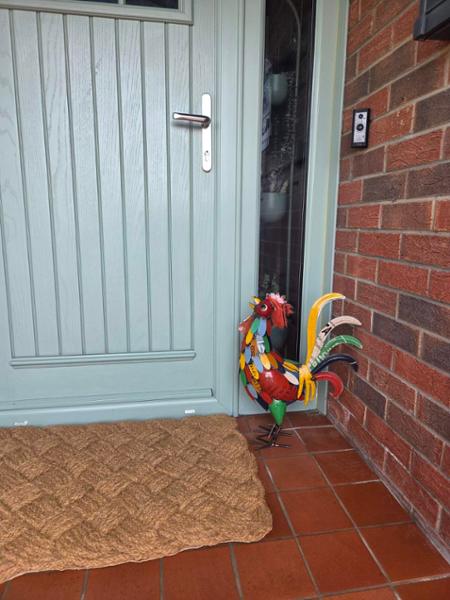 Handmade Tin Upcycled Clucking Cockerel Garden Ornament