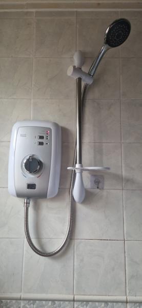Electric Shower - 8.5kW White/Brush Steel PereaShower