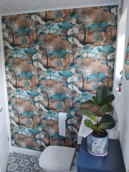 Gentle Landscape Textured Vinyl Wallpaper Teal / Mocha Erismann 10433-19