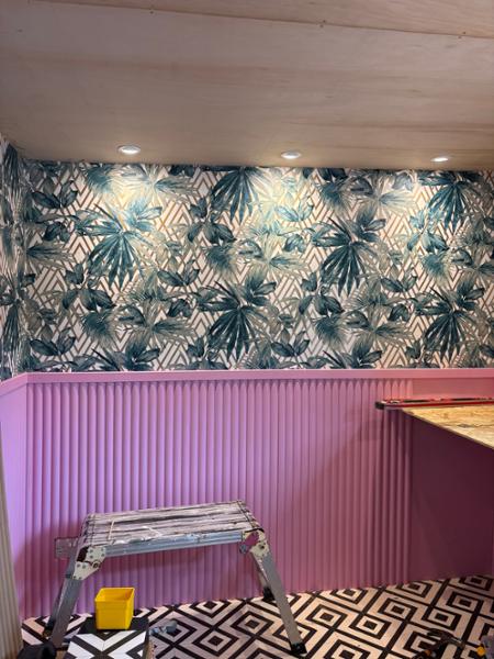 Forage Geometric Leaf Wallpaper Teal / Gold Grandeco 156001