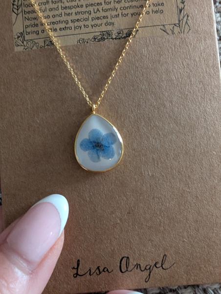 Personalised Real Pressed Forget Me Not Flower Necklace