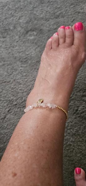 Pink Crystal Anklet in Gold Plating