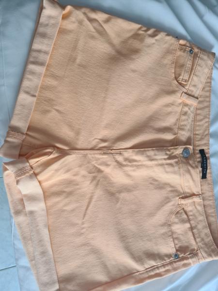 Womens Peach Mid Length Denim Shorts