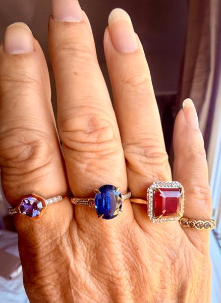 Size R to S Asscher Cut AA Tanzanite & Diamond 9K Gold Ring ATGW 1.06cts