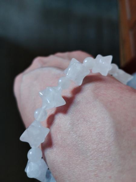 103.85cts White Quartz Merkaba Star Stretchable Bracelet