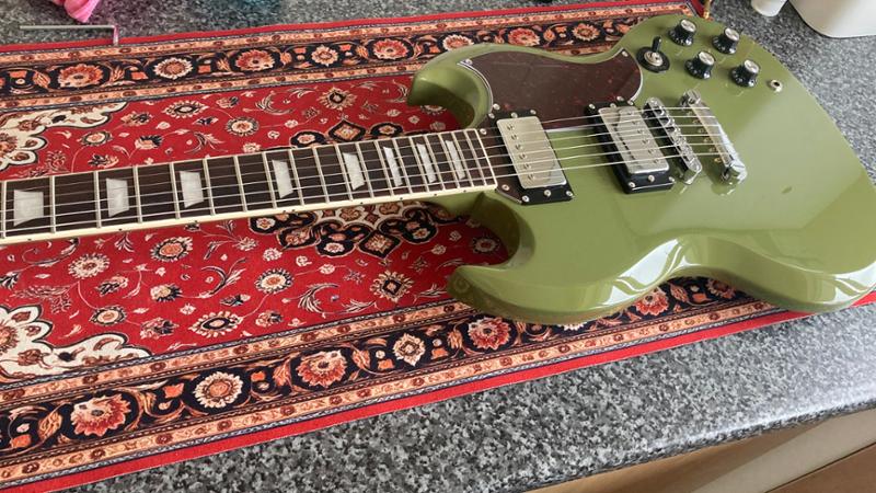 Eastcoast GS61S Double Cut Electric Guitar in Drab Olive Green