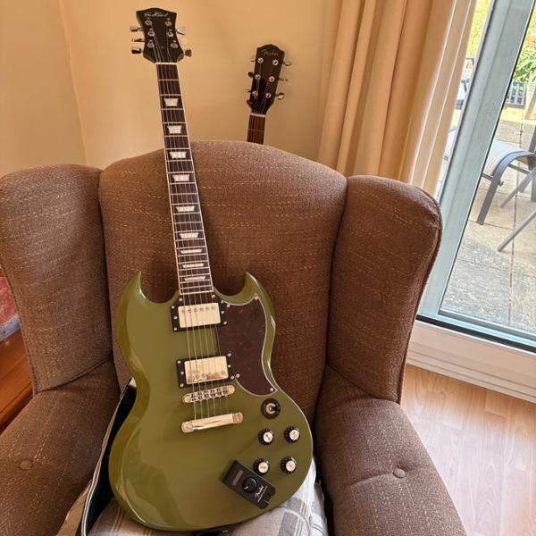 Eastcoast GS61S Double Cut Electric Guitar in Drab Olive Green