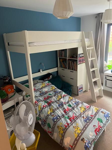 Kids Avenue Estella White High Sleeper Bed with Storage & Futon