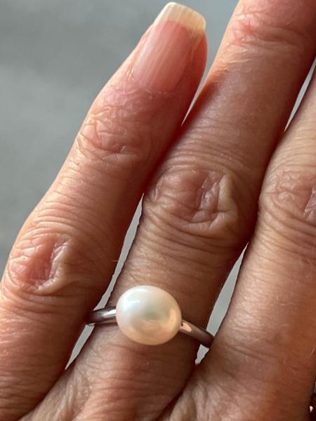 Size J to K Freshwater Cultured Pearl Sterling Silver Ring (8x7mm)