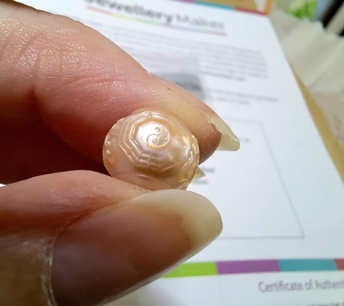 Freshwater Cultured Purple Carved Nucleated Pearl, Approx 10-11mm, 1pc