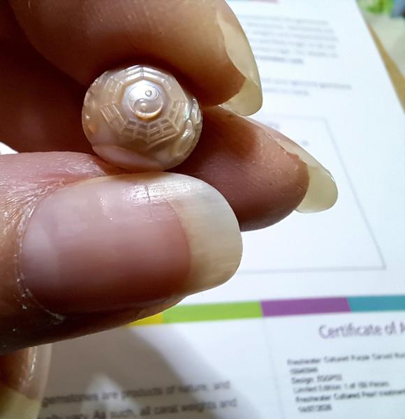 Freshwater Cultured Purple Carved Nucleated Pearl, Approx 10-11mm, 1pc