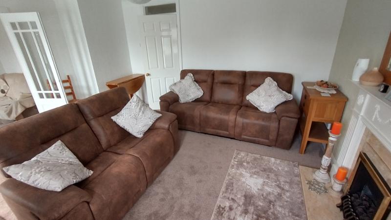 Faux Leather Suede Brown 3 + 2 Seater Manual Recliner Sofa Set MURCIA