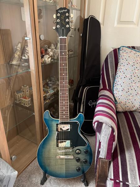 Epiphone Inspired by Gibson Les Paul Special Double Cut Figured Electric Guitar in Ocean Water