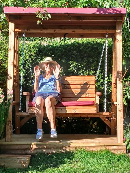 Love Seat, Angled Tray, Companion Set, Pressure Treated, Fully Assembled