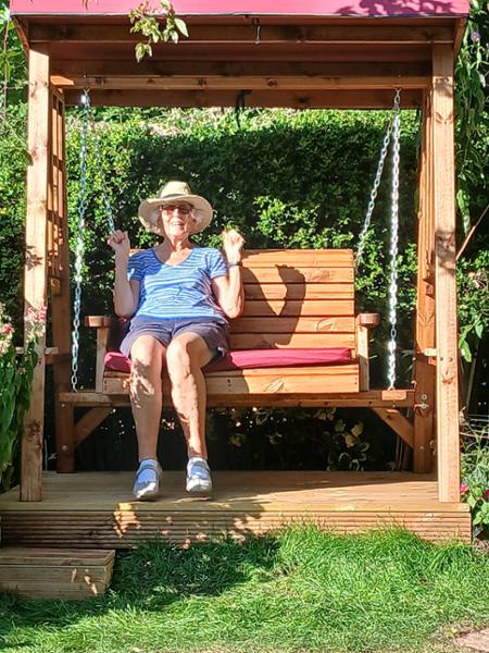 Love Seat, Angled Tray, Companion Set, Pressure Treated, Fully Assembled