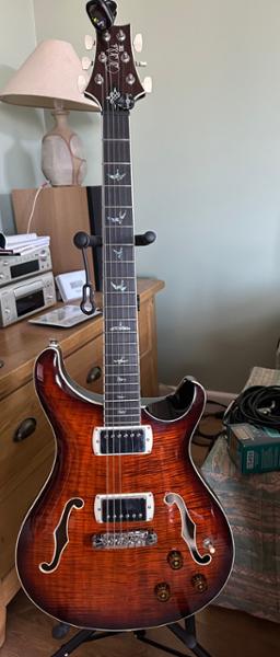 PRS SE Hollowbody II Piezo Electric Guitar in Orange Tiger Smokeburst (2026)