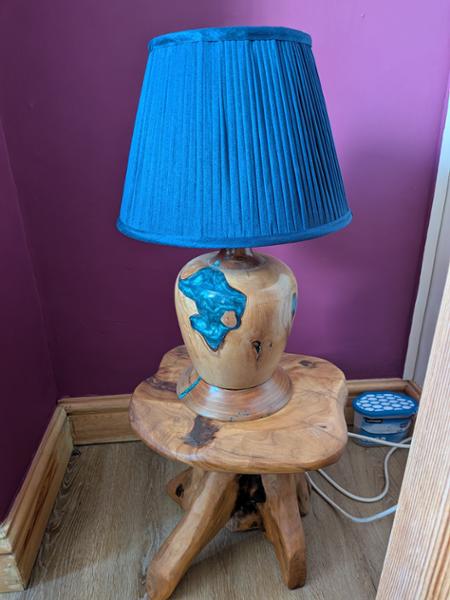 Navy blue and gold pleated lampshade