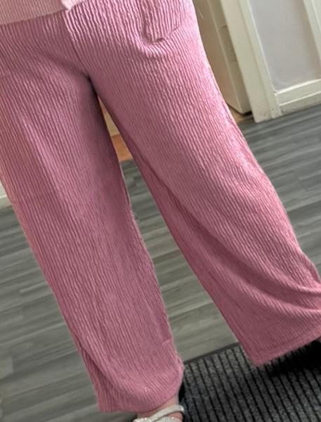 Womens Pink Textured Wide Leg Trousers