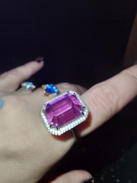 Size N to O Kolum Kunzite & Diamond Platinum 950 Lorique Ring MTGW 21.67cts