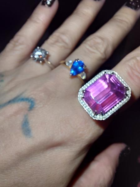 Size N to O Kolum Kunzite & Diamond Platinum 950 Lorique Ring MTGW 21.67cts