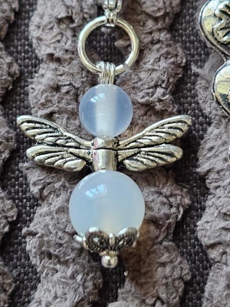Silver Plated Base Metal Gemstone Charm With Lobster Clasp, 1pc
